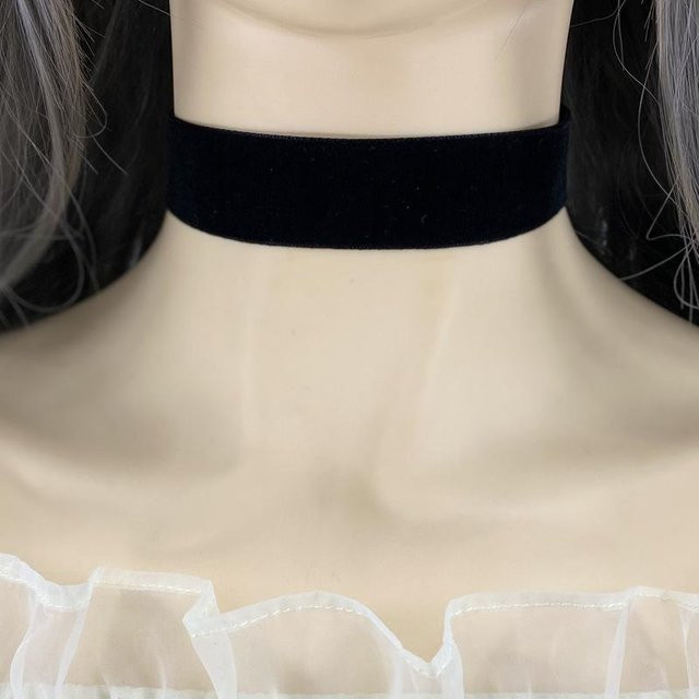 Halskette Samt, Gothic Vintage, beige, Damen - Bild 1