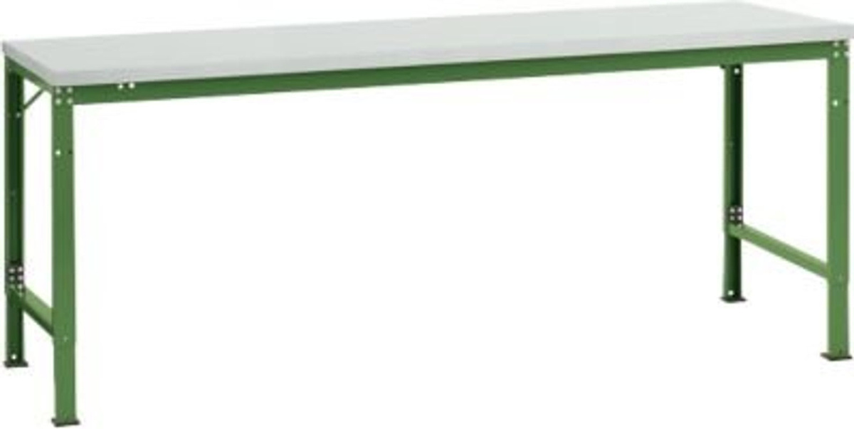 Manuflex Arbeits-Grundtisch UNIVERSAL Spezial höhenverstellbar mit Melaminplatte, Resedagrün und Lichtgrau, B/T/H: 200 x 100 x 72,2-102,2 cm - Bild 2