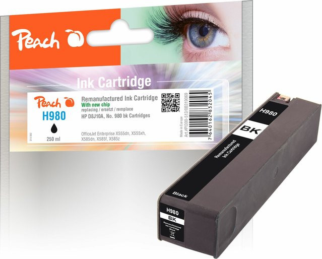 Peach Druckerpatrone Schwarz ersetzt HP No. 980 bk D8J10A für HP OfficeJet Enterprise Color Flow X 585 z MFP (wiederaufbereitet) - Bild 1