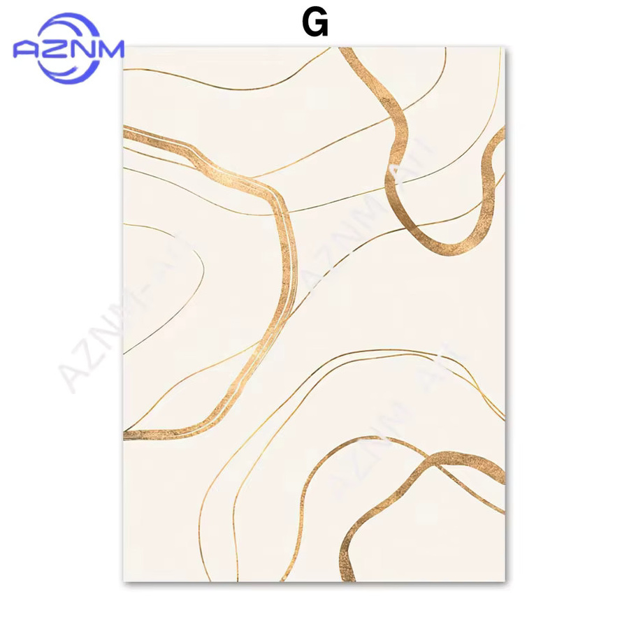 AZNM Wandkunst Leinwanddruck Abstrakte Gold Palme und Grüne Marmorlinie mit Sandwellen und Korallen für deine Raumdekoration - Bild 2