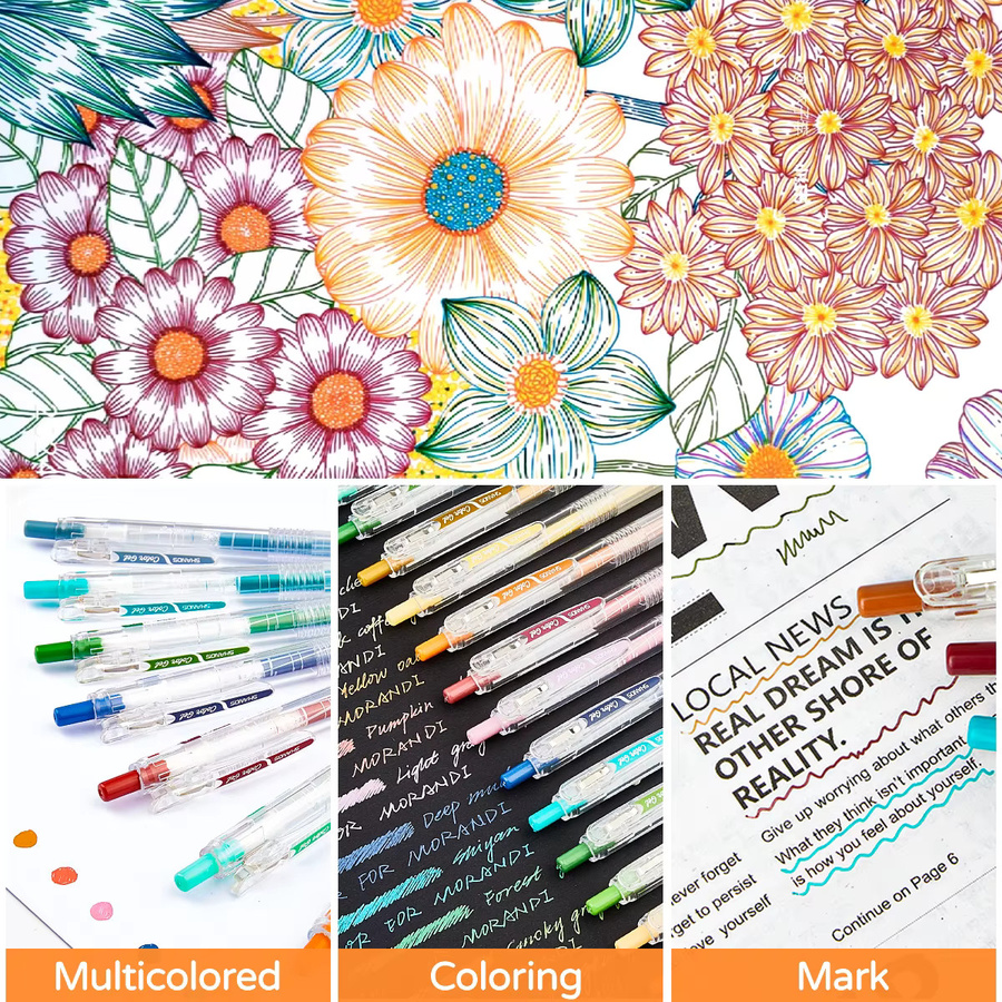 SHANDS Metallic Gelstift-Set mit 18 Farben in Pastell und Neon für Tagebücher und Schulbedarf - Bild 3