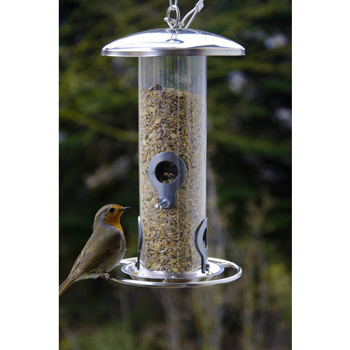 DOBAR Vogelfuttersäule aus Acrylglas und Metall in Silber - Bild 2