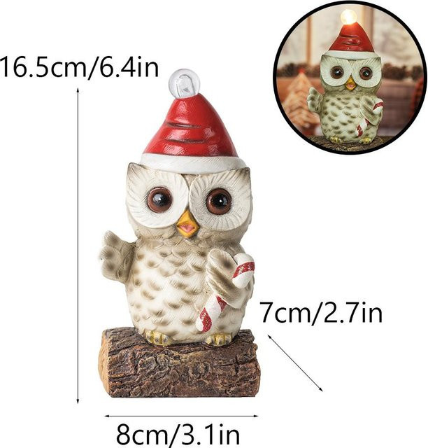Leuchtende Weihnachtsdekoration Eule aus Harz von Yiran Furniture, Mehrfarbig, Höhe: 16,5 cm, Breite: 7,0 cm - Bild 1