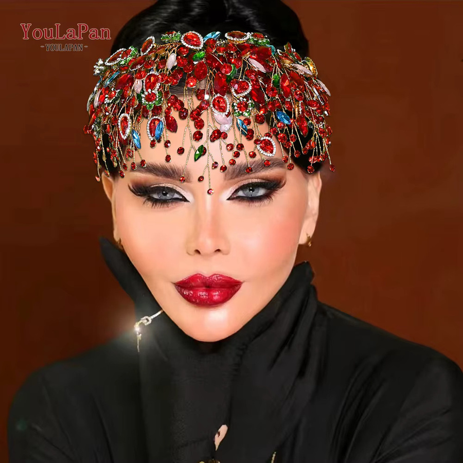 YouLaPan Brautkrone, roter Strass, Damen - Bild 2