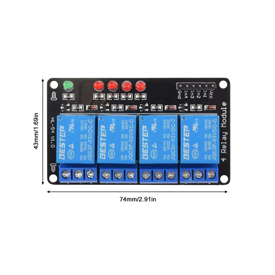Aideepen 1 2 4-Kanal-Relaismodulplatine Low-Level-Trigger mit Lichtrelaisausgang in Blau für Arduino und Raspberry Pi - Bild 2