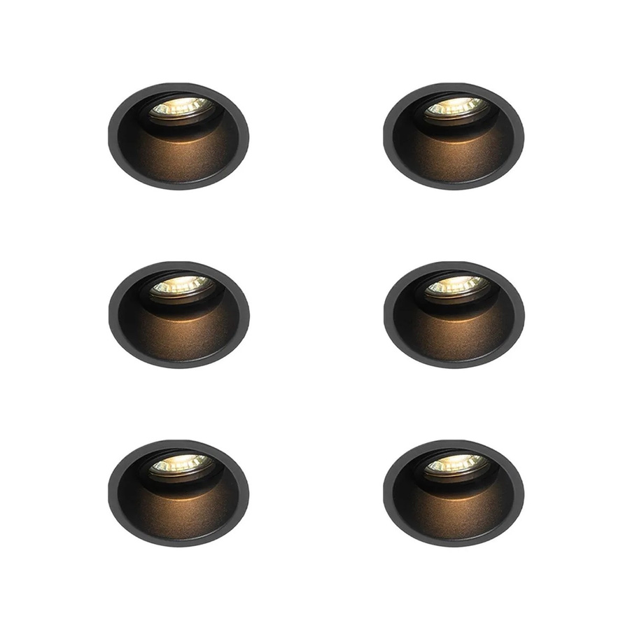 QAZQA Set mit 6 modernen Einbaustrahlern aus Alloy in Schwarz, drehbar und schwenkbar - Bild 2