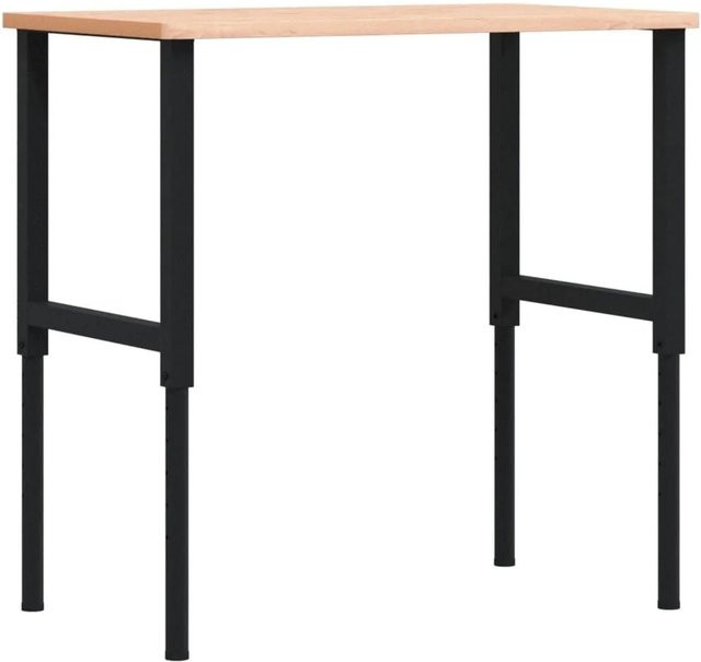 vidaXL Werkbank aus Massivholz Buche mit pulverbeschichtetem Metallgestell, Farbe: Schwarz-braun, B/T/H: 100 x 60 x 71,5-98 cm - Bild 1