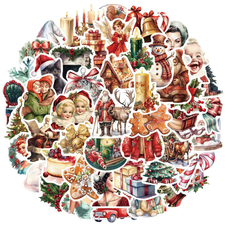 Charile Vintage Weihnachten Cartoon Aufkleber, multicolor, 10-teiliges Set - Bild 2