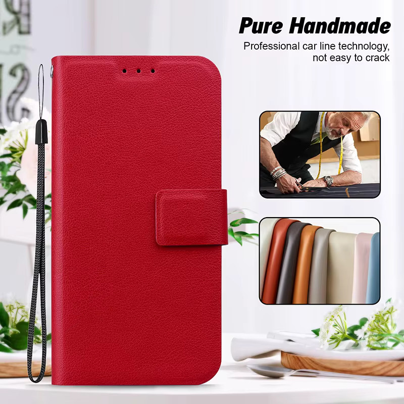 Magnetische Leder-Handyhülle Wallet Case für Motorola E20 E30 E40 E7I Power E6 Play E7 Plus E22i E13 E6i E6S in Schwarz - Bild 2