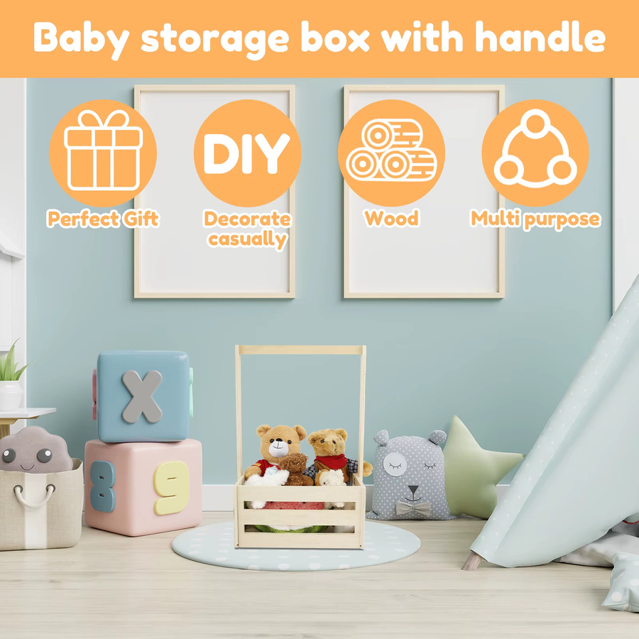 Willstar Holz Aufbewahrungsbox mit Griffen als Organizer für Baby Spielzeug und Kleidung - Bild 1