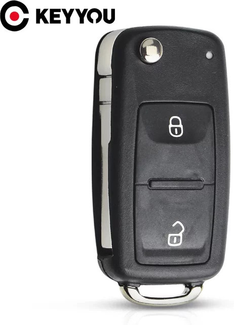 KEYYOU Ersatzgehäuse für VW Volkswagen Transporter T5 und Polo G als 2-Taste Folding Flip Remote Key FOB Shell in Schwarz (ungeschnittene Klinge) - Bild 1