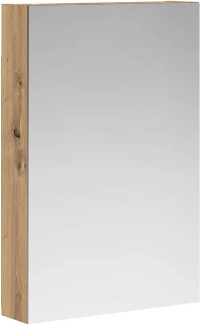 vidaXL Badezimmerspiegelschrank Eiche, Wandmontage, Braun, mit Spiegeltüren und Regalböden - Bild 1