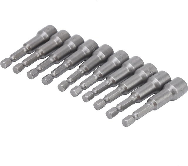 10-teiliges Innensechskant-Set von TOMTOP aus Chrom-Vanadium-Stahl in Silber, magnetische Schraubendreher-Bits 10mm - Bild 1
