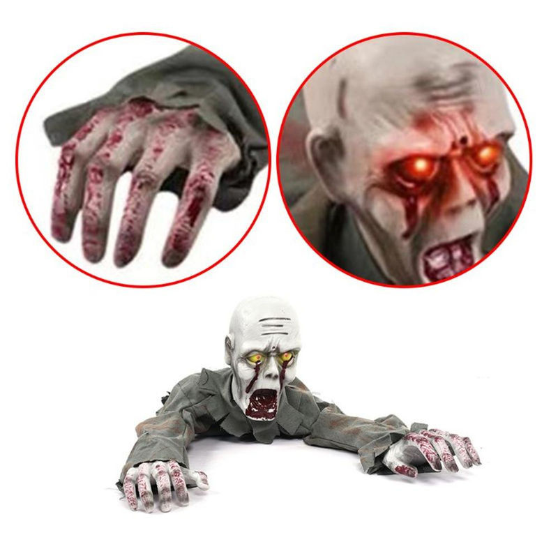 Gruseliger kriechender Geist von feiyanautoparts mit elektronischer Stimme und roten Augen für deine Halloween-Dekoration, Höhe: 110 cm, Breite: 30 cm - Bild 5