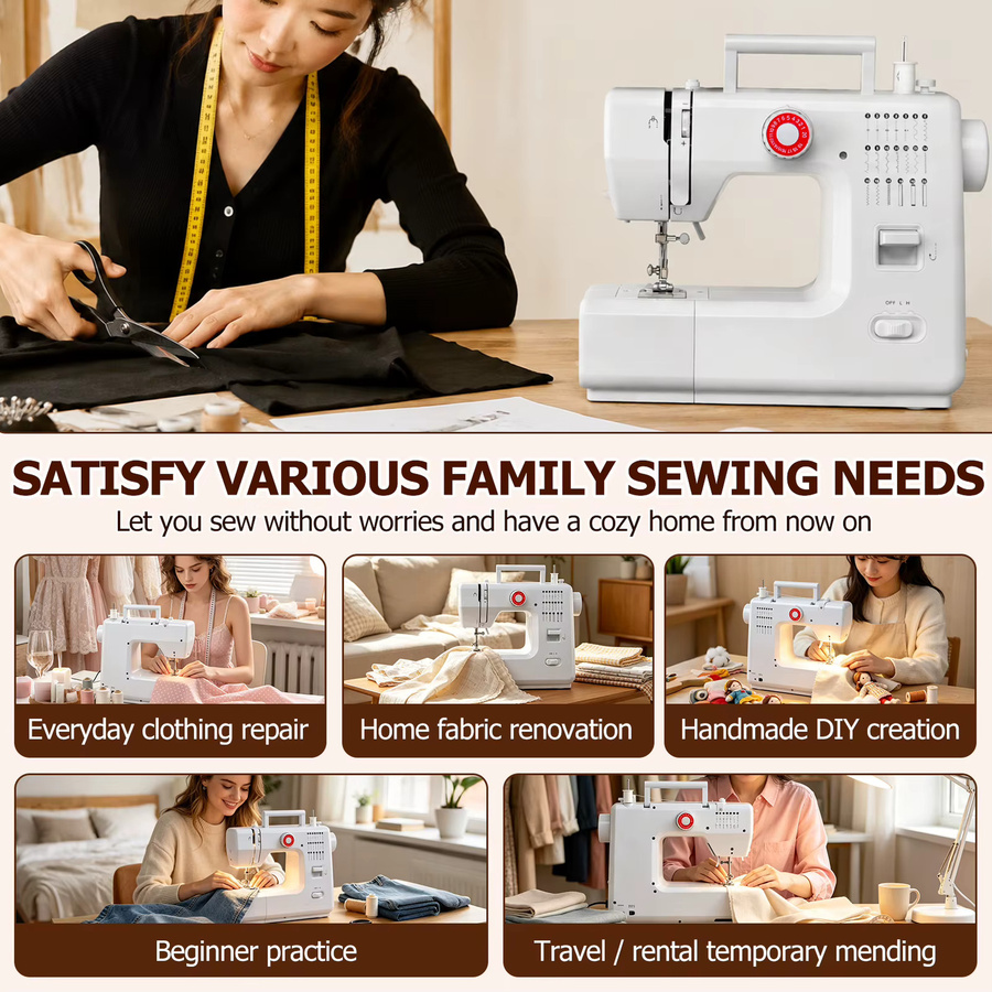 LetCartMaker 618 Elektrische Nähmaschine in Weiß mit 20 Stichen und umfangreichem 42-teiligem Nähset inklusive Patchwork-Zubehör und automatischem Spulmechanismus - Bild 4