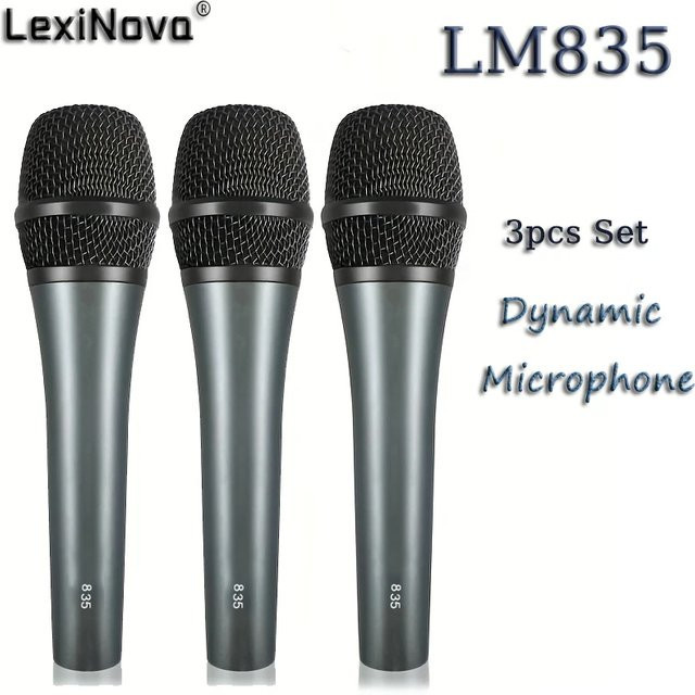 LexiNova LM 835 Handmikrofon Set aus 3 Stück, dynamisches Mikrofon in Schwarz für Gesang, Instrumente und Live-Streaming - Bild 1
