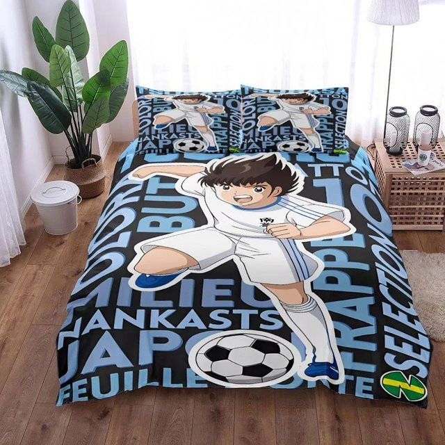 Binchi Fitness Fußball Bettwäsche Set für Jungen in Blau, 3-teiliges Mikrofaser Bettwäsche Set mit Reißverschluss, B/H: 90 x 200 cm - Bild 1