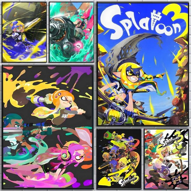 Selbstklebender Splatoon 3 Poster Papierdruck in Multicolour für deine Wandgestaltung - Bild 1
