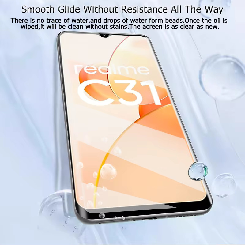 3er-Set gehärtetes Glas für Realme C31, 9H Schutzfolie mit Fingerabdruck-Entsperrung, transparent, Vollabdeckung - Bild 2