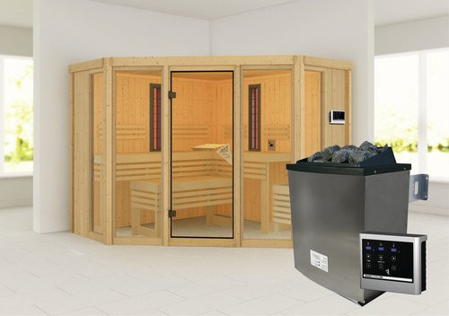 Karibu Sauna Finnisch in Beige, B/H/T: 231 x 198 x 231 cm - Bild 1