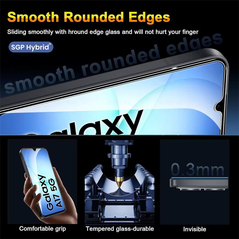 8in1 Displayschutzfolie aus gehärtetem 9H Glas mit Kameralinsenschutz für Samsung Galaxy A17 5G 4G A16 A26, transparent - Bild 4