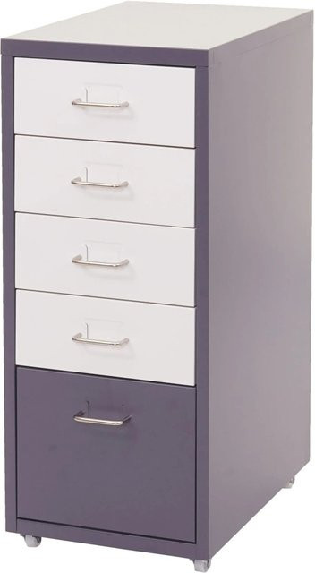 PROREGAL Rollcontainer Housten mit 5 Schubladen in Weiß-Dunkelgrau, B/T/H: 69 x 28 x 41 cm - Bild 1