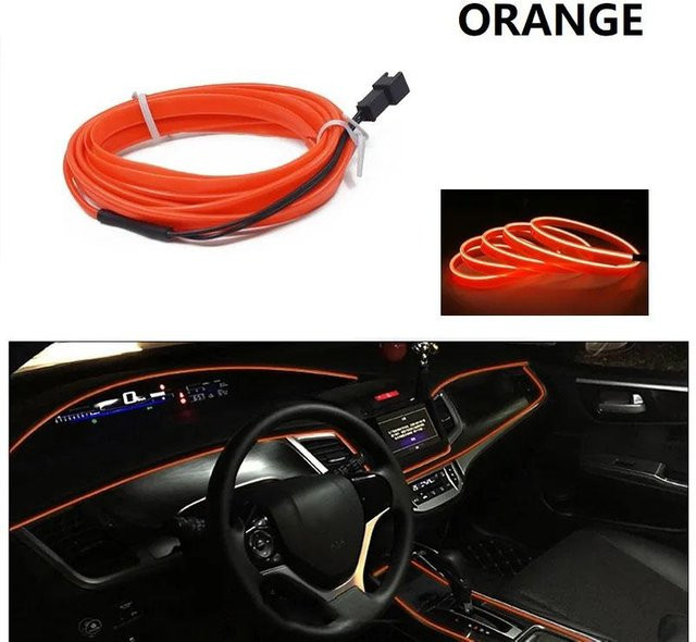 OuuZuu RGB LED Neon Flex Auto-Innenbeleuchtung mit USB-Anschluss, Orange, Multicolour - Bild 1