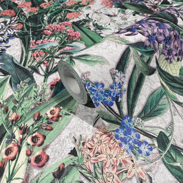 Marburg Vliestapete Flora in Grau mit floralem Naturmuster und FSC-Zertifizierung - Bild 1