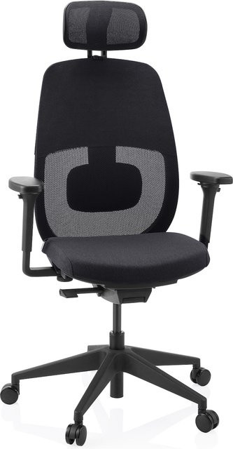 hjh OFFICE Profi Bürostuhl Skandis Pro in Schwarz mit Armlehnen aus Stoff und Netzstoff, höhenverstellbar - Bild 1