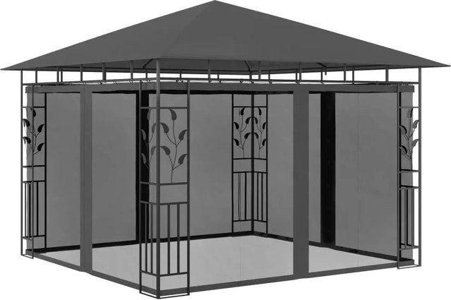 vidaXL Pavillon mit Moskitonetz in Anthrazit aus pulverbeschichtetem Stahl und Polyester, B/T/H: 300 x 300 x 273 cm - Bild 1