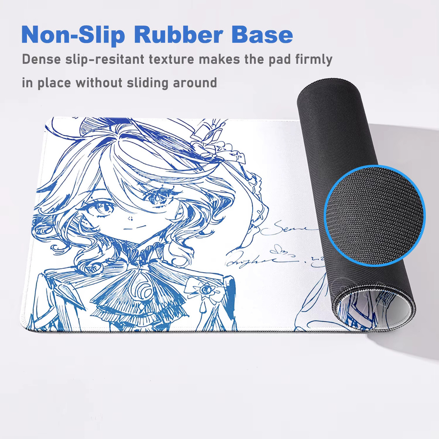 BuDuCoost Gaming Mousepad XXL Genshin Impact Furina Focalors Strichzeichnung Design rutschfestes Gummi-Mauspad für Laptop und PC - Bild 3