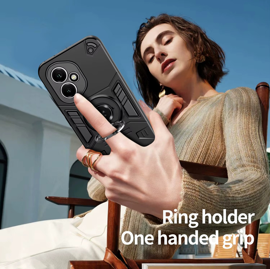 Stoßfeste Schutzhülle mit Ring-Ständer für Honor 400 Pro, 400 Lite und 400 Magic7 Pro in Blau oder Schwarz - Bild 4