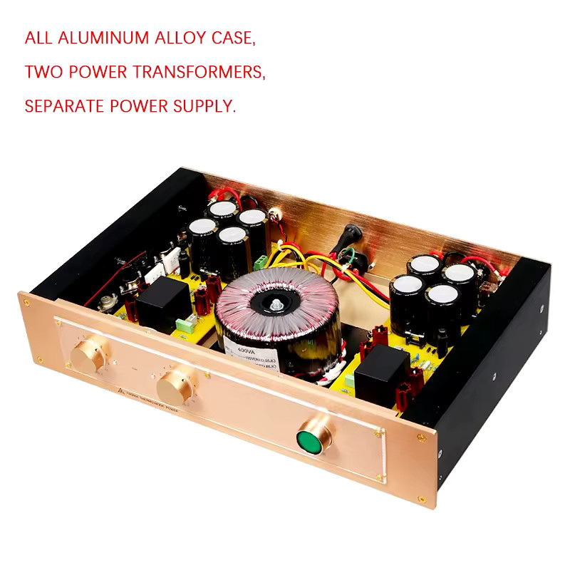 ACOUSTICS FM-300A klassischer HiFi-Leistungsverstärker in Gold mit 80 W x 2 an 8 Ω und 150 W x 2 an 4 Ω - Bild 2