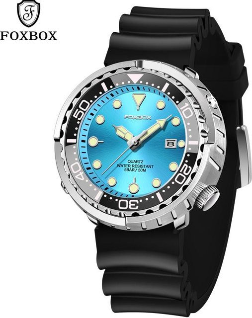 LIGE Armbanduhr Quarz, Edelstahl, Silber/Blau, 46 mm, Herren - Bild 1