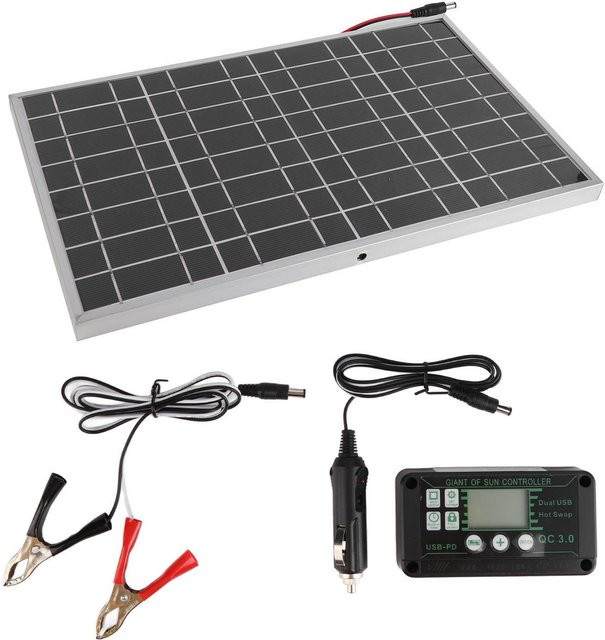 Fishine 30W Solarpanel-Kit mit 40A-Controller aus polykristallinem Silizium in Schwarz für Auto und Wohnmobil - Bild 1
