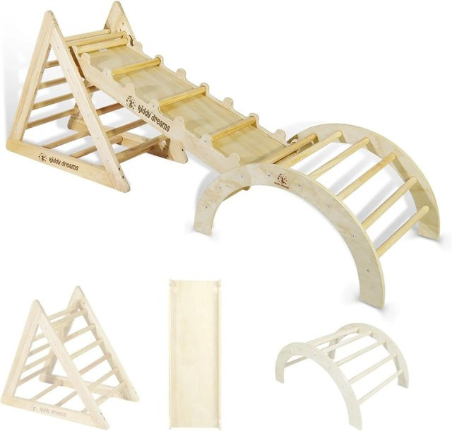 CCLIFE Kletterdreieck mit Rutsche, Kletterbogen, Klettergerüst, Holz, ab 2 Jahre - Bild 1