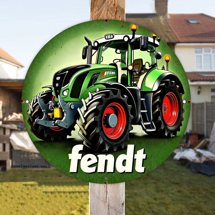 Potdemiel Fendt Traktor Metallschild im Vintage-Stil als runde 2D-Wandkunst aus Aluminium, Durchmesser: 20 cm - Bild 3