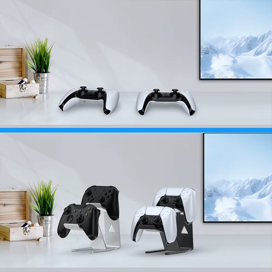 ALLOYSEED Gamepad-Ständer Doppelter Controller-Halter für Nintendo Switch, PS5, PS4 und Xbox in Schwarz - Bild 2