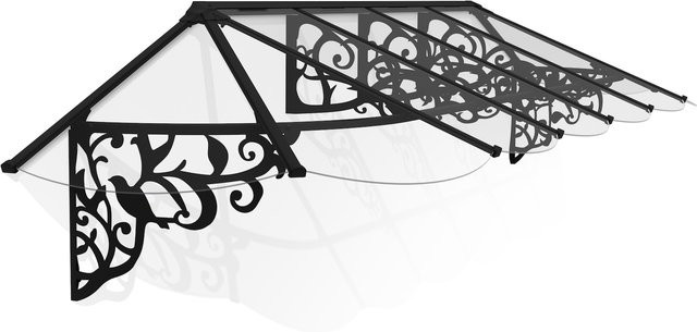 Canopia Vordach Lily XL Türvordach Pultbogenvordach Überdachung Schwarz Klar B: 370 cm, H: 90 cm - Bild 1