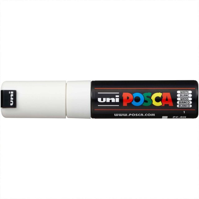 uni POSCA-Marker PC-8K mit 8mm Keilspitze in Weiß - Bild 1
