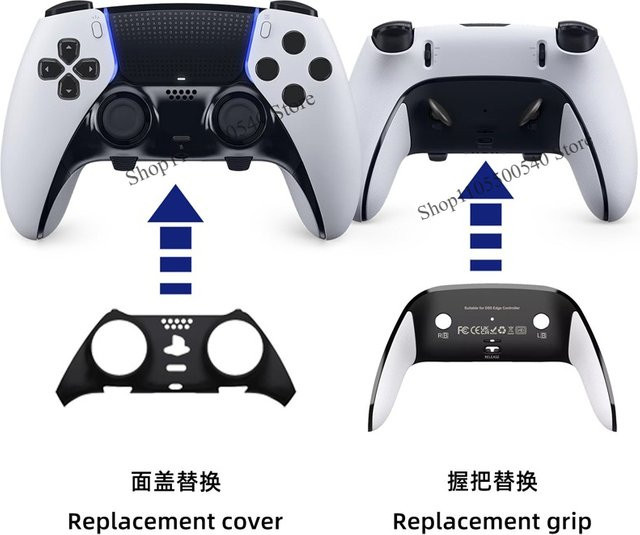 LZJV Controller Rückabdeckung für PS5 DualSense Edge in Schwarz, Anti-Schweiß und Anti-Rutsch Reparaturzubehör - Bild 1