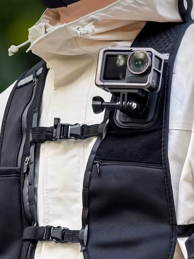 Sheingka Schnellverschluss-Brustgurt-Halterungsweste für GoPro, Insta360, SJCAM und DJI OSMO Action-Kameras in Schwarz - Bild 7