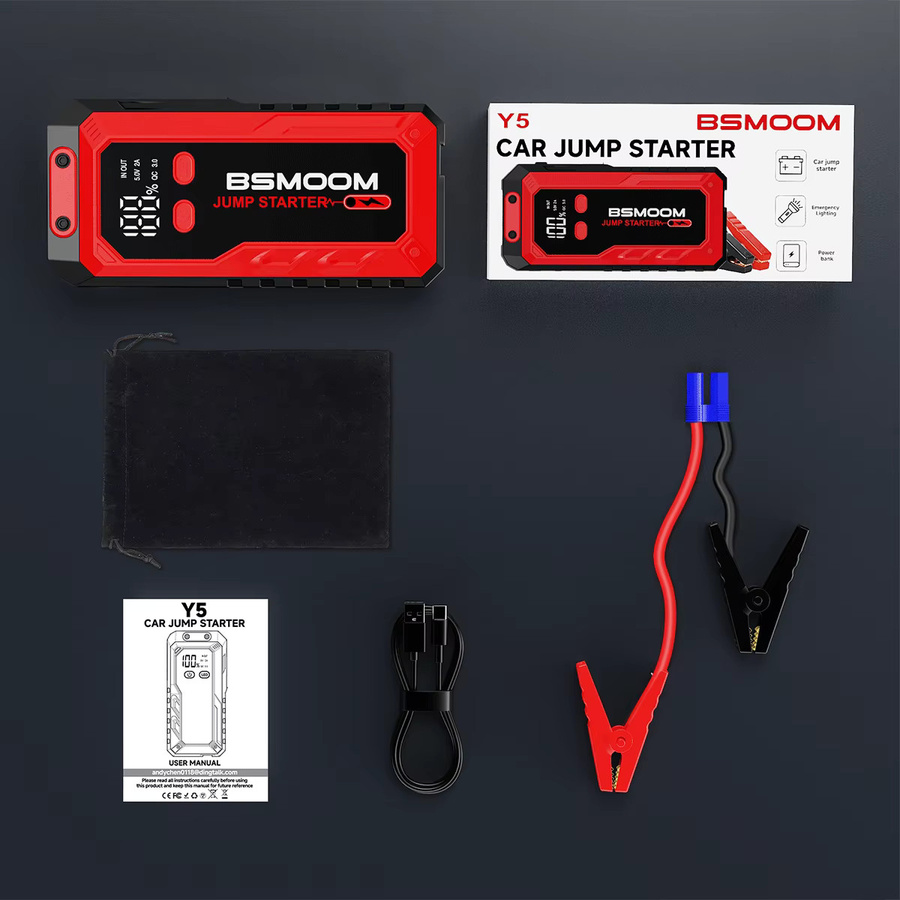 BSMOOM 5000A Auto-Starthilfe für 12V-Fahrzeuge mit LCD-Display, LED-Anzeige und USB-C-Anschluss, geeignet für Benzin- und bis zu 8,0-Liter-Dieselmotoren - Bild 4