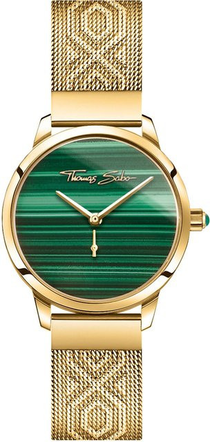 Thomas Sabo Damenuhr, Edelstahl, Quarz, Malachit, 33 mm, 5 ATM - Bild 1