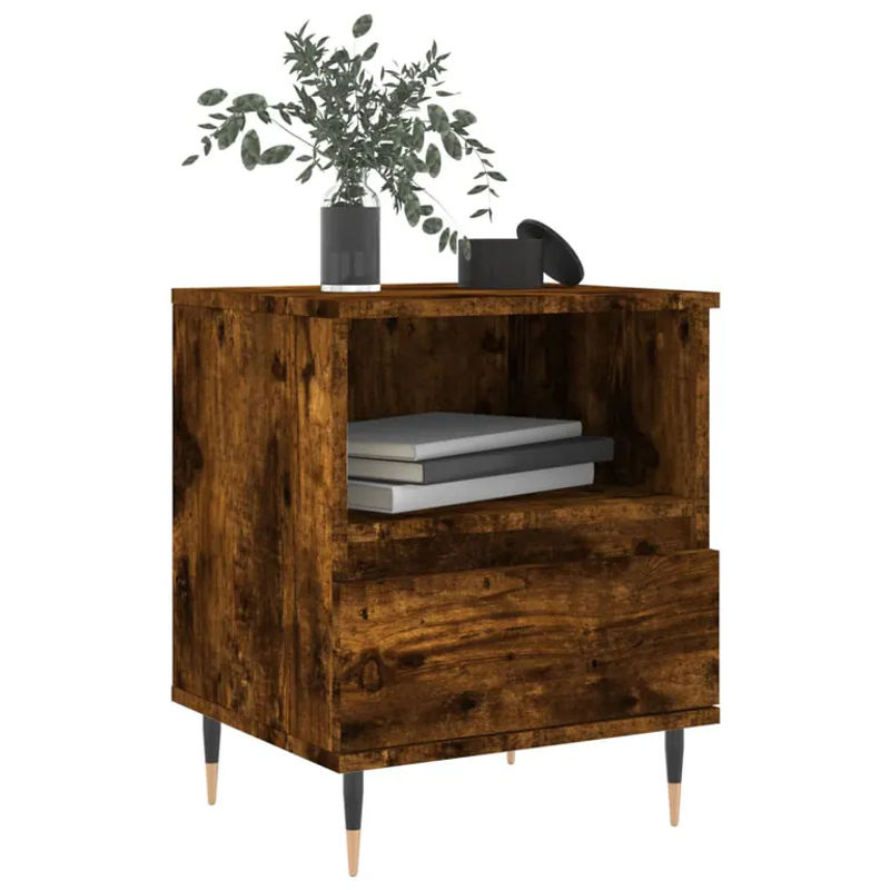 Vidaxl Nachttische 2er Set in Räuchereiche Braun im Industrial Design aus Holzwerkstoff und Metall, B/T/H: 40 x 35 x 50 cm - Bild 6