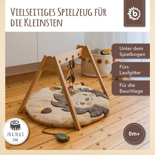 Bieco Krabbeldecke mit Aktivität Igel in Beige für Babys ab Geburt - Bild 1