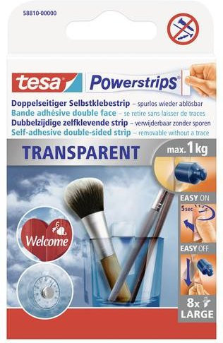 Tesa Powerstrips Doppelseitiger Klebestreifen Transparent 8 Stück Breite: 2 cm - Bild 1