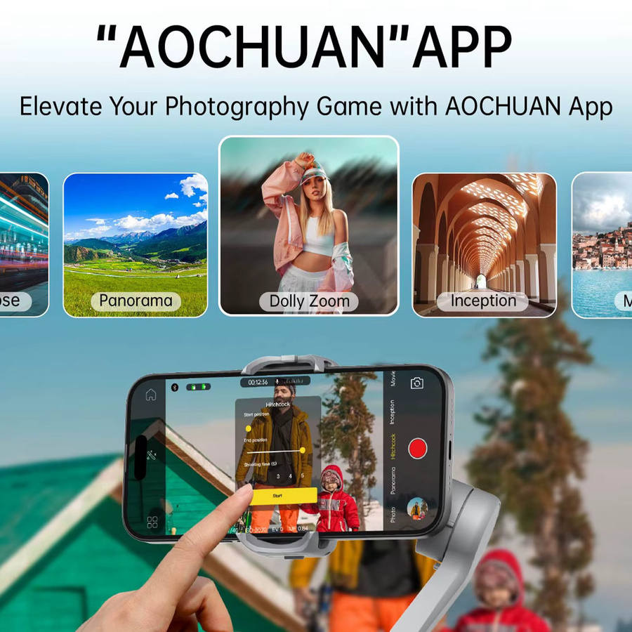 AOCHUAN Smart XPro 3-Achsen-Gimbal-Stabilisator für iPhone und Android in Grau - Bild 4