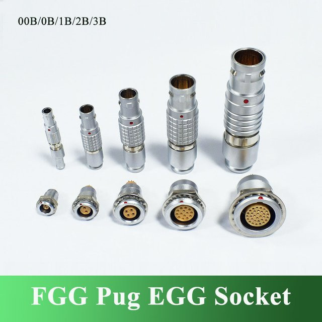FGG EGG Selbstsichernder Push-Pull-Stecker aus Metall in Silber, kompatibel mit LEMO-Steckern, 2–26 Pin, 0B bis 4B, Luftfahrt-Steckdose - Bild 1