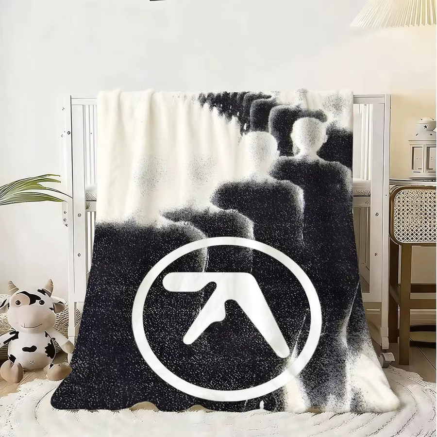 Flauschiger Flanell Überwurf DJ A-Aphex T-Twin Album Design in Weiß, weiche Decke aus Polyester für Bett und Sofa - Bild 2